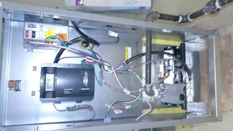 Responded to service call for recently installed furnace that was not operational and leaking water. Upon inspection, identified galvanic corrosion at the copper-to-steel pipe connection causing water leakage. Repaired plumbing connection with proper dielectric union to prevent further corrosion and restored system operation after addressing control board connections.