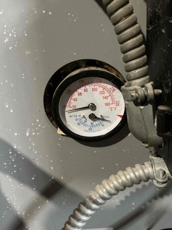 Responded to no heat call for Utica boiler system. Diagnostics revealed boiler temperature was significantly low (approximately 20-30°F) indicating system failure to maintain proper operating temperature. Inspected copper piping network, exhaust venting, and associated components; restored proper heating function by adjusting pressure settings and performing system reset.
