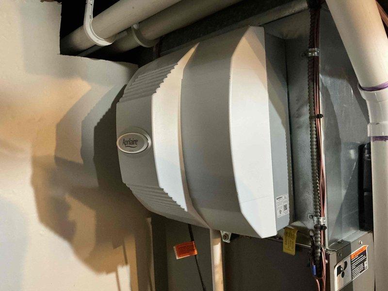 Completed annual furnace maintenance on five systems as per MVP agreement. Inspected and documented condition of Aprilaire humidifier and water heater/boiler installation. No issues requiring Dan T's attention were found.