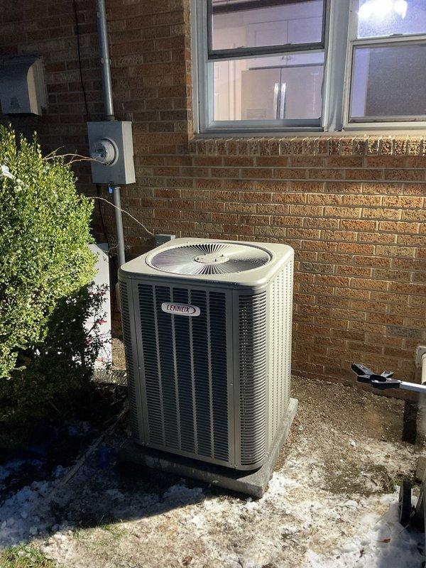 Completed installation of a complete HVAC system including a 70kbtu 96% efficient upflow furnace, 14 SEER condensing unit with L40 thermostat, and 40-gallon water heater. Installation included new metal-cased coil, 30' lineset, equipment pad, 30-amp disconnect, and proper leveling of all components, with system coverage including 10-year parts and labor warranty (with active MVP contract), 1-year maintenance, and lifetime heat exchanger warranty.