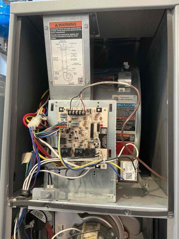 Responded to service call for 5-year-old natural gas furnace that would ignite but shut down prematurely. Inspected circuit board, electrical connections, and draft inducer motor assembly. Determined faulty pressure switch was causing improper flame sensing and system shutdown. Replaced pressure switch, verified proper ignition sequence, and confirmed continuous operation through multiple heating cycles.