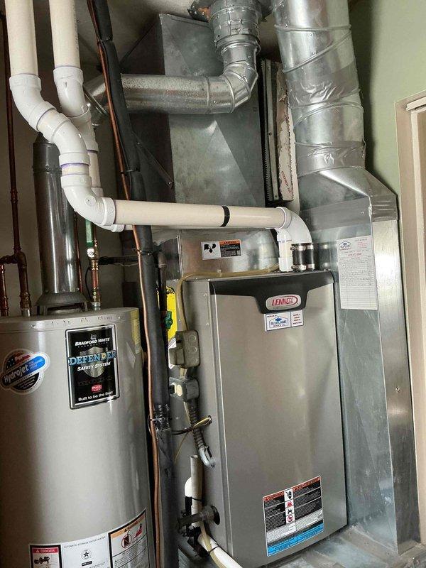 Performed scheduled heating maintenance service on a Lennox HVAC system. Conducted comprehensive inspection of furnace unit, ductwork, and associated venting components. All systems were confirmed to be in proper working order with no issues detected.