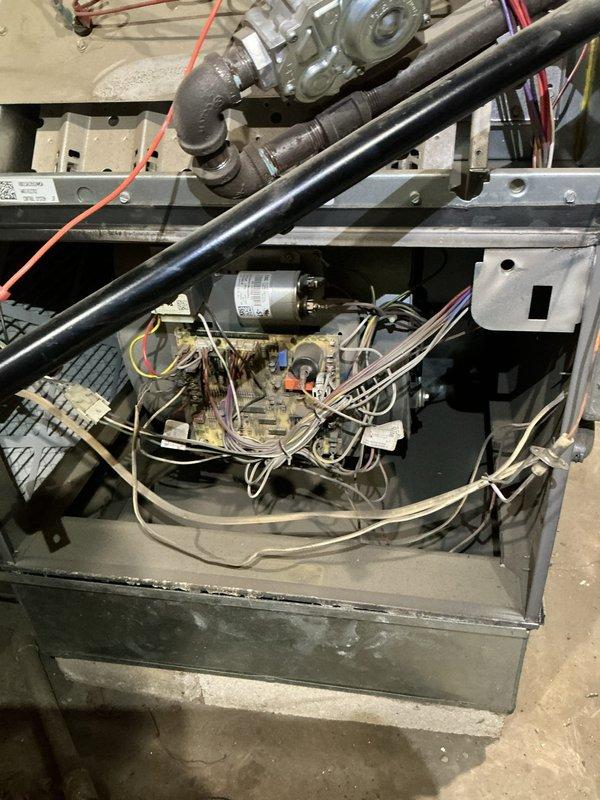 Diagnosed intermittent cycling issue on 6-year-old furnace that was failing to maintain temperature. Inspection revealed dust accumulation on circuit board and blower components causing overheating and premature cycling. Performed comprehensive cleaning of electronic components and verified proper operation of all control systems, restoring normal heating function.
