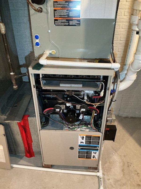 Performed furnace tune-up in accordance with service plan. Conducted comprehensive combustion analysis using Testo 310 gas analyzer, confirming system efficiency at 89.6% with acceptable CO levels (20 ppm). Inspected and tested all electrical components, verified proper operation of the PVC venting system, and completed standard maintenance procedures on the gas furnace.