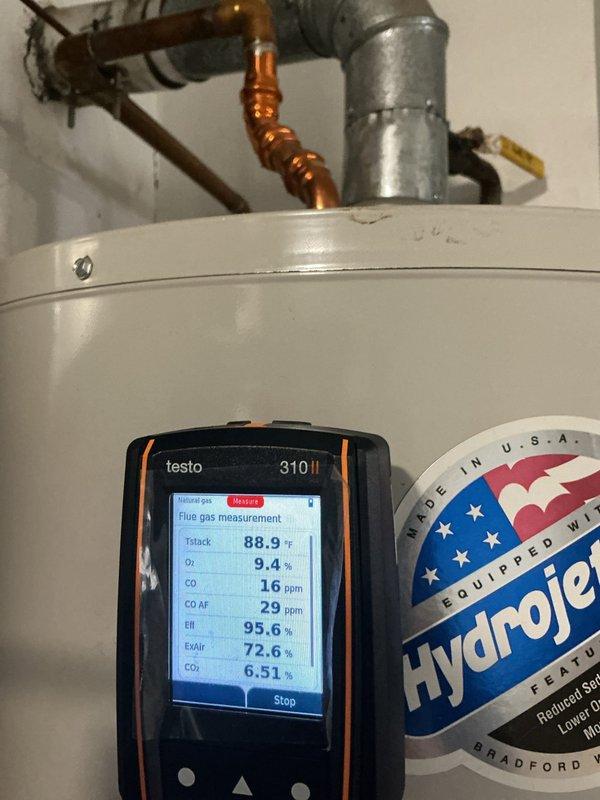 Performed comprehensive tune-up on 12-year-old Carrier gas furnace, including burner inspection with all four burners operating with proper flame pattern. Conducted combustion analysis using Testo 310 II analyzer, confirming excellent efficiency rating of 95.6% with safe CO levels (16 ppm) and appropriate air/fuel mixture parameters. System is functioning within manufacturer specifications with no immediate concerns identified.