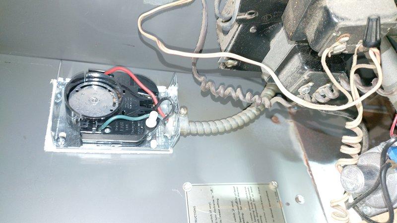 Completed replacement of Honeywell programmable thermostat and installed 5/8/11 combination unit. Located existing control system within metal enclosure, disconnected wiring from previous components, and mounted new equipment according to manufacturer specifications. All parts were available in service vehicle, allowing for immediate completion of the repair.