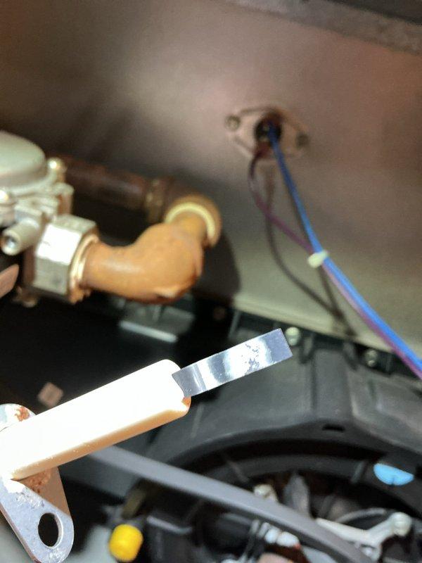 Performed scheduled maintenance on Amana furnace system. Inspected flame sensor, gas valve connections, and electrical components for proper operation. Noted MVP service agreement has expired; customer needs to update payment information before additional service can be scheduled.