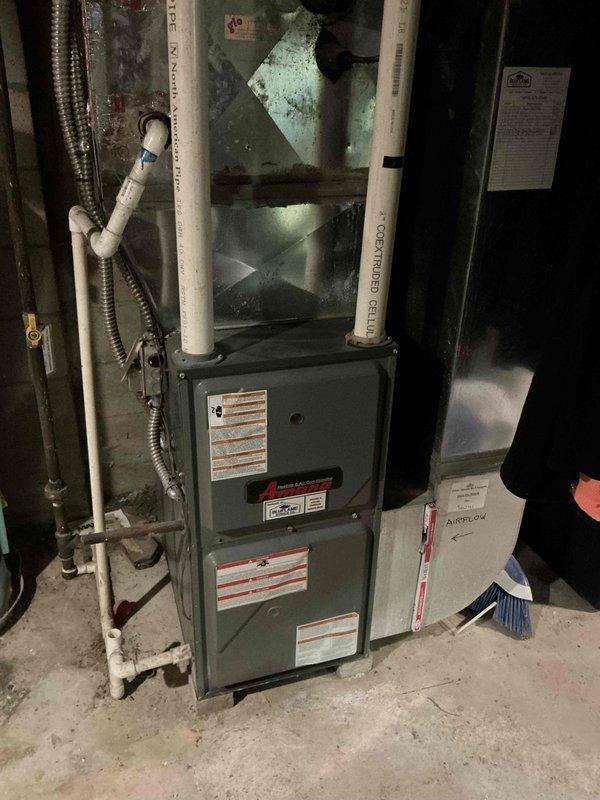 Performed routine maintenance service on 5-year-old furnace system. Inspected and tested control board functionality, verified proper electrical connections, and examined blower motor assembly for optimal operation. Checked condensate drainage system and confirmed proper ventilation through PVC intake/exhaust piping. All components functioning within manufacturer specifications; no issues requiring repair were identified.