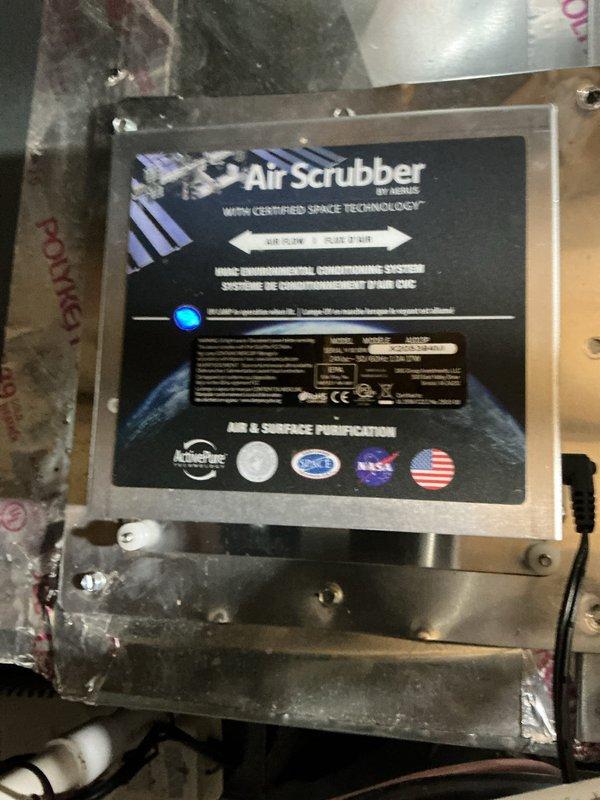 Performed routine furnace maintenance and inspection of Air Scrubber system. UV bulb in Air Scrubber identified as requiring replacement. System otherwise functioning normally with all electrical connections intact.