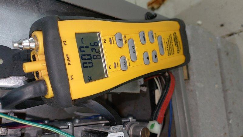 Responded to emergency service call for gas leak on 4-year-old Lennox furnace. Performed comprehensive diagnostics using Fieldpiece pressure meter, which confirmed gas pressure irregularities with readings of 101.1/2.6. After testing, successfully located and repaired the gas leak, restoring system to safe operating parameters with verified zero leakage on final testing.