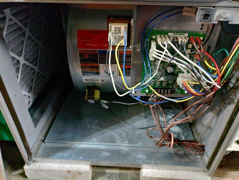 Performed comprehensive heating maintenance and combustion analysis on HVAC system. Conducted flue gas measurements using Testo 370 analyzer, recording oxygen levels at 96.6%, carbon monoxide at 5.4 ppm, and other combustion parameters to verify safe and efficient operation. Inspected internal components including heating element, air filter, control board, and electrical connections to ensure proper system functionality.
