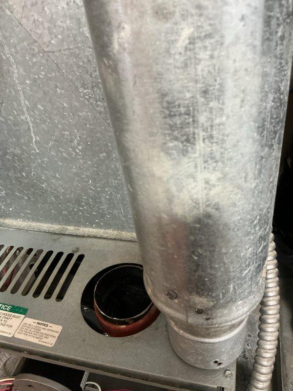 Completed annual maintenance on gas furnace over 10 years old, including inspection of electrical connections, burner assembly, and ductwork. Verified proper operation of all system components, cleaned accessible areas, and documented condition of aging equipment with visible wear on ductwork and interior components.