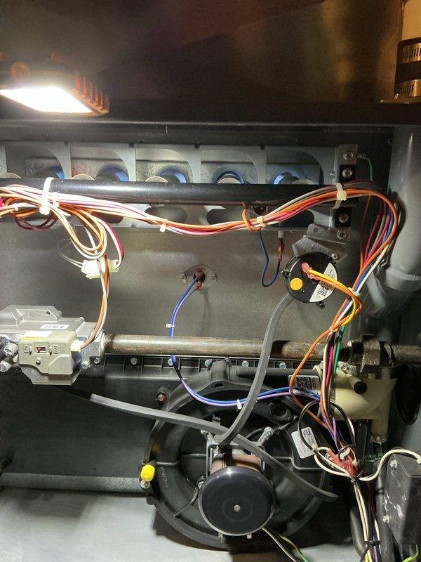 Completed comprehensive heating maintenance inspection on HVAC system. Performed thorough visual examination of internal furnace components including heat exchanger, blower assembly, burner section, and electrical connections. Utilized inspection camera to document condition of heat exchanger and verify proper operation of all mechanical components. All wiring connections were inspected and found secure with proper wire management in place. System operational and functioning within normal parameters upon completion of maintenance service.