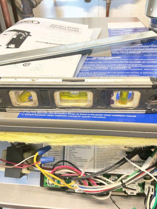 Completed full boiler replacement including removal of existing unit and installation of new boiler system. Mounted new boiler on level surface and connected all supply and return piping with required pressure relief valve, water level gauge, and safety devices. Installed gas line connection to main supply with gas shutoff valve, verified all connections for leak-free operation. Completed electrical wiring per manufacturer specifications and local code requirements, including control panel integration and thermostat connections. Filled system, performed startup procedures, and verified proper operation. Unit includes 5-year parts warranty, 1-year labor warranty, and 20-year heat exchanger warranty.