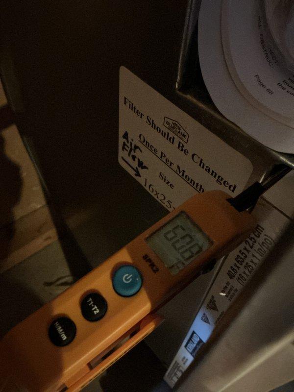 Completed comprehensive gas furnace tune-up including system diagnostics and electrical testing. Measured supply voltage at 355V using calibrated multimeter to verify proper electrical service to unit. Reviewed filter maintenance requirements with customer, noting current 16x25 filter size and recommended monthly replacement schedule for optimal system performance.