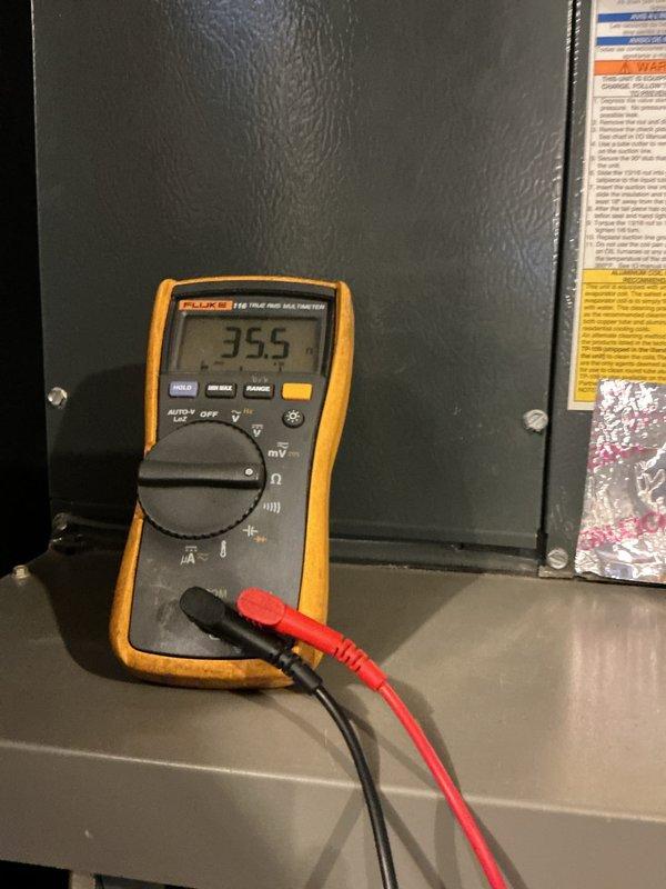 Completed comprehensive gas furnace tune-up including system diagnostics and electrical testing. Measured supply voltage at 355V using calibrated multimeter to verify proper electrical service to unit. Reviewed filter maintenance requirements with customer, noting current 16x25 filter size and recommended monthly replacement schedule for optimal system performance.