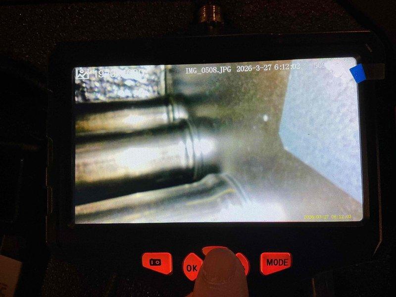 Performed scheduled furnace maintenance on an 11-year-old heating system under prepaid maintenance plan. Conducted thorough inspection of heat exchanger using borescope camera to examine internal surfaces for cracks, corrosion, or deterioration. All components inspected and found to be in satisfactory operating condition.