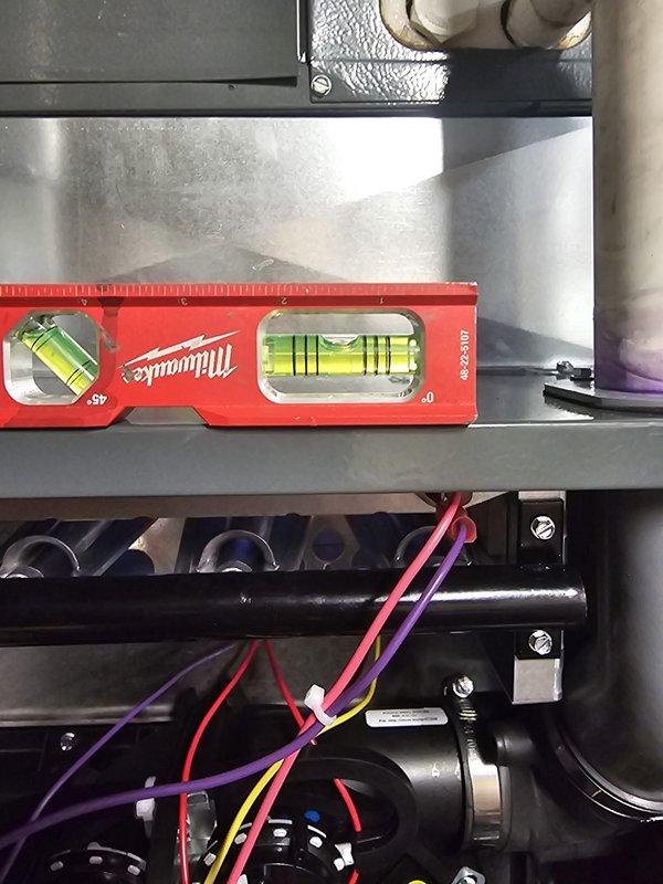 Completed warranty replacement installation of Amana furnace unit. Verified proper leveling of equipment using precision measuring tools and ensured all electrical connections were properly routed and secured. Confirmed unit was level and structurally sound with all ductwork connections properly sealed and insulated per manufacturer specifications.