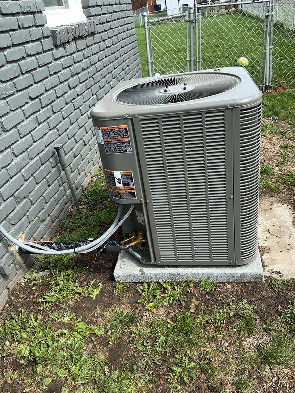 Completed AC system startup on dual outdoor condensing units installed on concrete pads in residential backyard. Performed comprehensive system commissioning including electrical verification, refrigerant charge confirmation, airflow testing, and operational checks on both units to ensure proper performance and efficiency. All systems tested successfully and left in normal operating condition.