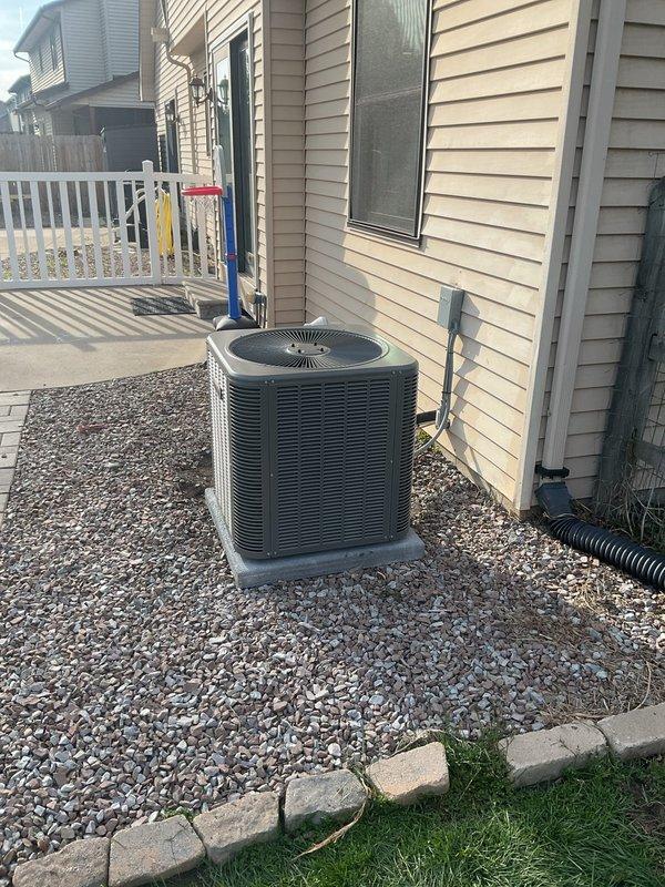 Completed full HVAC system replacement including installation of 96% efficiency 90,000 BTU two-stage variable speed upflow furnace with matching all-aluminum cased evaporator coil. Installed 17 SEER two-stage condensing unit on 36x36 equipment pad with proper refrigerant lineset (7/8" x 50'), electrical disconnect and whip per code requirements. Added 17-gallon whole-home humidifier, 5" media filter rack (20x25x5), and 120V condensate pump to furnace system. Upgraded to E30 7" smart Wi-Fi thermostat for enhanced system control and monitoring. Replaced existing water heater with new 50-gallon Bradford White unit, ensuring proper venting and connections. All equipment installed to manufacturer specifications and local code requirements, with system operations verified and tested for proper function. AHRI reference number 216049281 documented for equipment matching certification.
