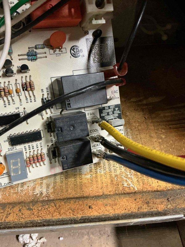 Responded to service call for 8-year-old furnace with ignition but no blower operation. Inspected electronic control board and blower motor assembly, identifying faulty relay preventing fan motor activation. Tested control board connections, verified proper voltage supply, and replaced defective fan relay on main control board. Confirmed blower motor functionality and proper heat distribution upon system restart.