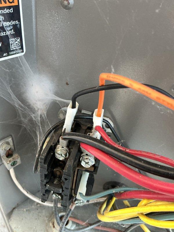 Completed scheduled preventive maintenance on residential air conditioning system as part of recurring maintenance program. Performed comprehensive inspection of outdoor condensing unit, including examination of electrical components, capacitor, and wiring connections. Verified all wire terminations were secure at contactor and capacitor terminals. Inspected dual-run capacitor condition and mounting bracket integrity. Checked electrical connections for proper color coding and secure fastening at terminal blocks. Noted normal operational wear and minor dust accumulation on internal components consistent with system age. All electrical components functioning within normal parameters. Unit operational and cooling properly upon completion of maintenance visit.