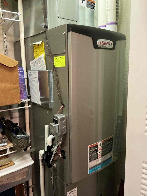 Completed comprehensive MVP maintenance tune-up on 2-year-old Lennox residential cooling system. Performed full inspection of outdoor condensing unit and indoor furnace/air handler, verified proper operation of all components, checked refrigerant levels and electrical connections, and confirmed system is operating within manufacturer specifications. Unit showed no issues and is ready for the cooling season.