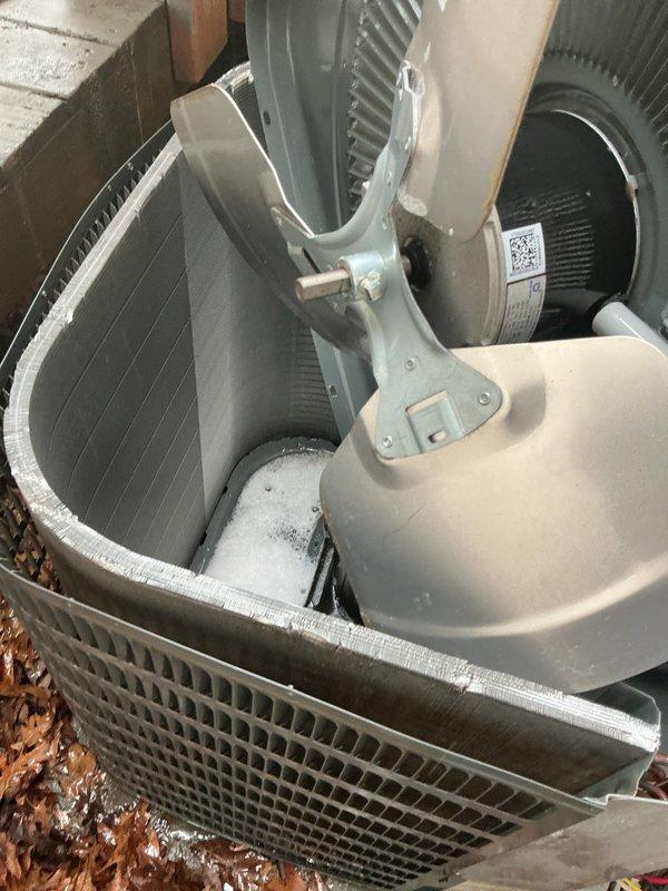 Performed comprehensive preventive maintenance on residential air conditioning system. Inspected outdoor condenser unit, verified proper fan motor operation and blade assembly, checked electrical connections, and confirmed adequate airflow through coil fins. Unit operating within normal parameters with no deficiencies noted.