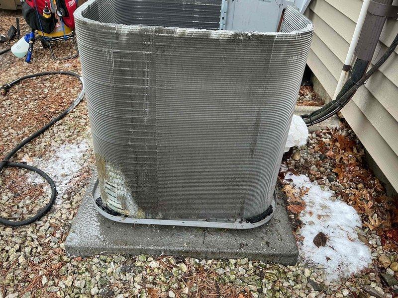 Completed seasonal air conditioning tune-up and maintenance service on residential outdoor condenser unit. Performed comprehensive system inspection, cleaned condenser coils, checked refrigerant levels, tested electrical connections, and verified proper operation of all cooling components to ensure optimal system performance for the upcoming cooling season.