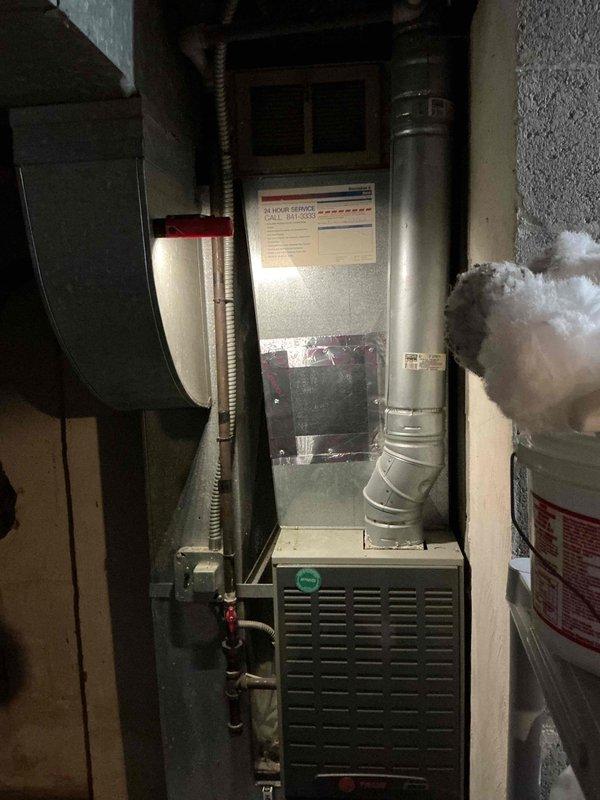 Completed comprehensive heating and air conditioning maintenance service on residential HVAC system. Performed combustion analysis using flue gas analyzer, which confirmed optimal system performance with efficiency reading of 94.3%, oxygen level at 7.4%, carbon monoxide at 8 ppm, and stack temperature of 103.1°F—all measurements within acceptable parameters and receiving a PASS rating. Conducted thorough inspection of furnace unit, ductwork connections, and associated mechanical components to ensure proper operation and safety compliance.