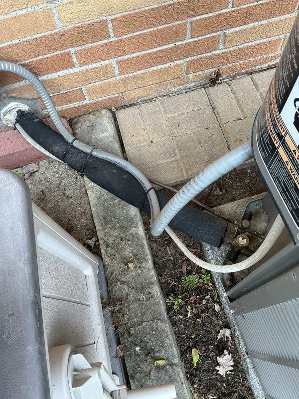 Completed scheduled cooling system maintenance visit. Inspected outdoor condensing unit, verified proper operation of compressor and condenser fan, checked refrigerant lines and electrical connections at disconnect box. Examined condensate drain system including drain pan, PVC drain lines, and auxiliary overflow protection to ensure proper drainage and prevent water damage. All components found operating within normal parameters. System running efficiently with no immediate service needs identified.
