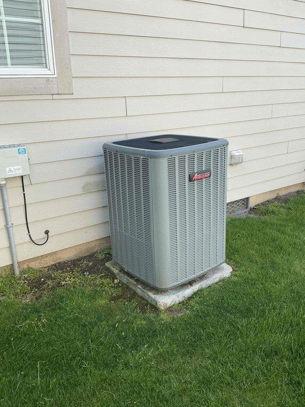 Completed scheduled recurring cooling maintenance on 8-year-old Amana air conditioning system. Performed comprehensive inspection of outdoor condenser unit, verified proper operation of all components, checked refrigerant lines and electrical connections, and documented system condition with photographs. Unit operating within normal parameters with no issues identified during this preventive maintenance visit.