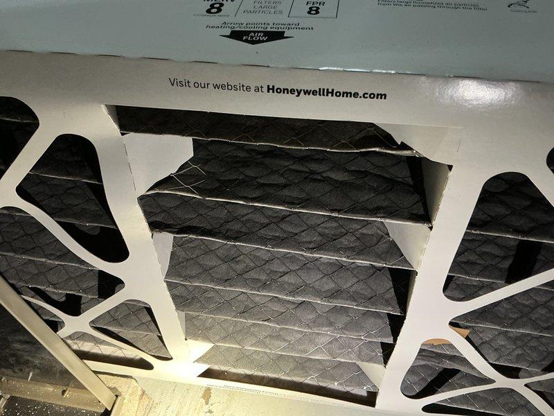Completed seasonal AC tune-up on 6-year-old system. Inspected and replaced air filter with new Honeywell pleated filter to ensure proper airflow and system efficiency. All system components operating within normal parameters.