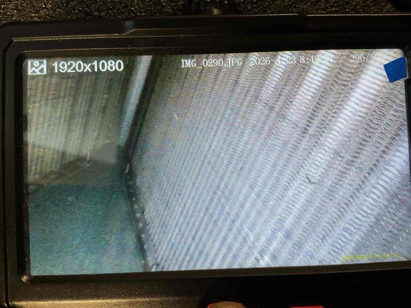 Completed comprehensive A/C tune-up service during scheduled follow-up appointment. Performed system inspection utilizing borescope camera to examine ductwork and insulated refrigerant lines, documenting interior conditions of flexible duct connections and insulation integrity throughout the HVAC system.
