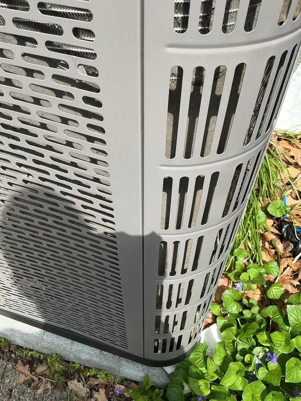 Responded to no-cool call on 3-year-old residential air conditioning system with heavy ice buildup on outdoor unit. Upon inspection, discovered evaporator coil completely frozen, indicating refrigerant leak or restriction in system. Documented ice formation on condenser housing and copper line set for warranty claim purposes, as unit was originally installed by Bluflame and remains under manufacturer coverage. System requires refrigerant recharge and leak detection once coil defrosts; recommended customer contact installing contractor to initiate warranty service for proper repair of underlying refrigerant loss issue.