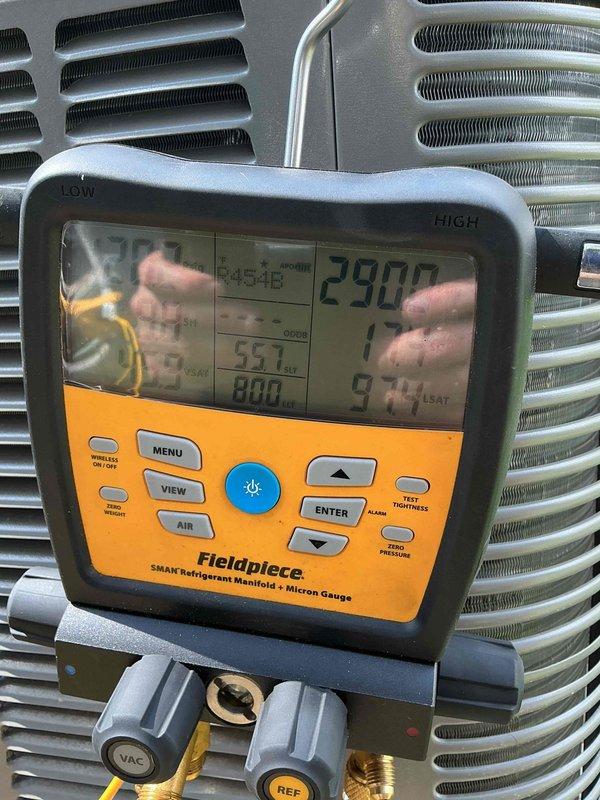 Performed seasonal air conditioning system start-up and comprehensive system diagnostics using refrigerant manifold and micron gauge to verify proper refrigerant pressures and system performance. Inspected control board, electrical connections, and all internal components to ensure safe and efficient operation for the cooling season.