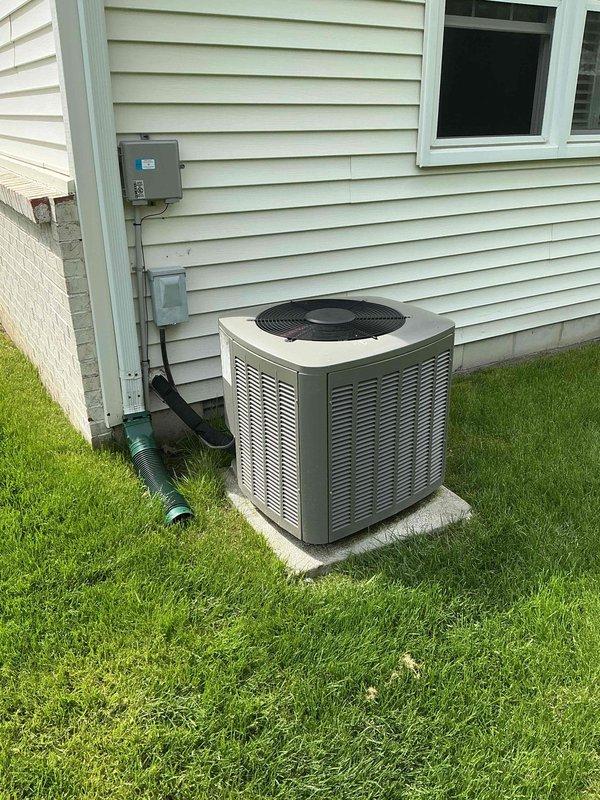 Completed routine AC tune-up on 4-year-old Lennox outdoor condensing unit. Performed standard maintenance procedures including inspection of electrical connections, refrigerant levels, and overall system operation to ensure optimal cooling performance for the upcoming season.
