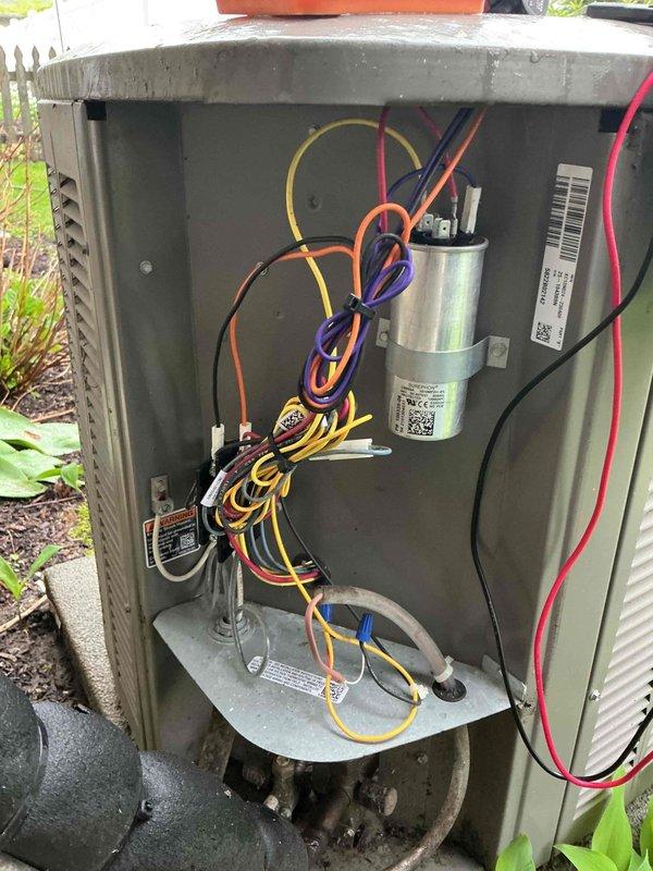 Completed scheduled cooling maintenance visit on 3-year-old Lennox outdoor condensing unit. Performed comprehensive system inspection including electrical components, capacitors, and wiring connections. All components found in proper working condition with no immediate service needs identified. Unit operating within normal parameters for continued reliable cooling performance.