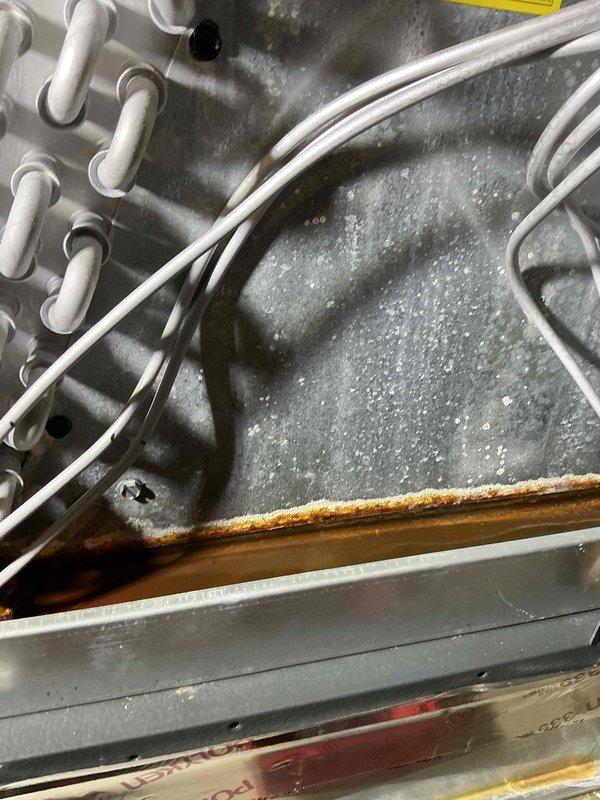 Completed comprehensive cooling maintenance on 6-year-old air conditioning system. Inspected evaporator coil assembly and heat exchanger components, noting normal condensation on coils during operation. Verified refrigerant lines, checked electrical connections, and confirmed all system components operating within manufacturer specifications.