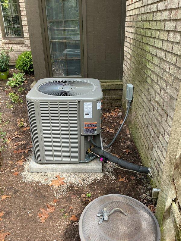 Completed full Lennox Merit split system installation for upstairs zone, including 70,000 BTU 80% efficiency upflow furnace, 2.5 ton cased evaporator coil, and 13 SEER condensing unit. Installed new metal lineset, flushed system and charged with R-410A refrigerant, mounted condensing unit on new equipment pad with electrical disconnect and whip, and installed 12-gallon whole-home humidifier. Installed Honeywell thermostat, verified all electrical connections, tested system operation including heating and cooling cycles, and confirmed proper leveling of outdoor unit and equipment functionality.