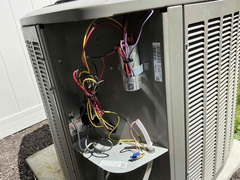 Completed scheduled MVP cooling maintenance on a 2-year-old air conditioning system. Performed comprehensive inspection of indoor air handler unit and outdoor condensing unit, including visual examination of electrical connections, dual capacitors, and all system components. Verified proper operation of all mechanical and electrical systems, confirmed adequate airflow through ventilation grilles, and inspected condensate drainage piping and mounting hardware for secure installation and proper function.