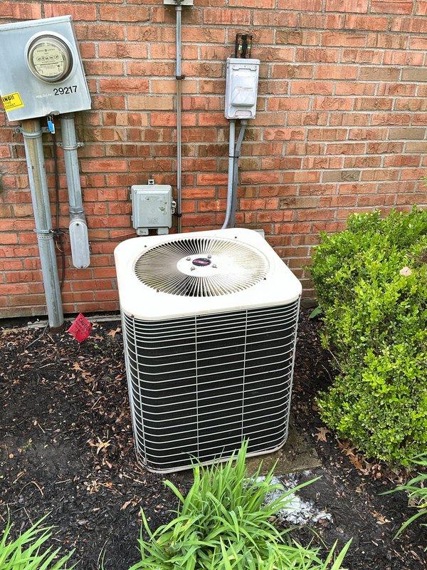 # HVAC Service - Tune-Up

Completed annual maintenance on a 5-year-old residential air conditioning system. Performed comprehensive inspection of outdoor condensing unit, cleaned compressor compartment of accumulated leaves and debris, verified electrical connections and disconnect box operation, and confirmed proper unit operation. System tested and running within normal parameters.