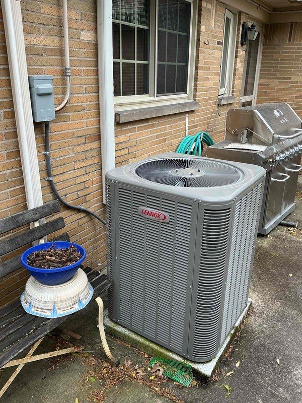 Performed comprehensive cooling maintenance on a 2-year-old Lennox air conditioning system. Completed standard preventive maintenance procedures including inspection of condenser unit, electrical connections, and refrigerant levels. Unit found to be operating within normal parameters with no issues identified during service visit.