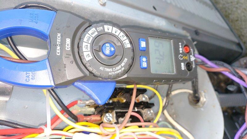 Completed routine cooling maintenance on a 6-year-old air conditioning system. Performed electrical diagnostics using clamp meter to verify proper amperage and voltage readings, inspected all wire connections and terminals, and measured system temperatures with digital thermometer recording 68.4°F at the air handler. All components tested within normal operating parameters and unit is functioning properly for continued cooling season operation.