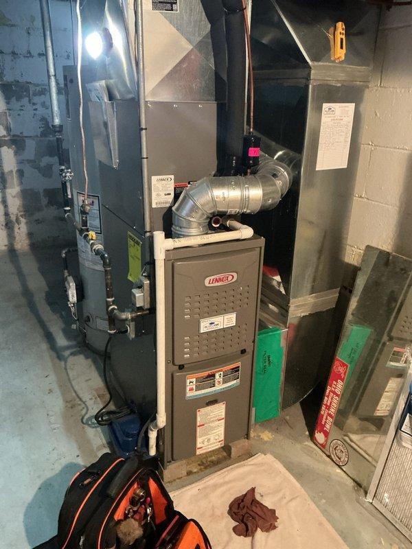 Completed comprehensive maintenance on residential HVAC system including thorough cleaning and inspection of both furnace and air conditioning units. Performed system diagnostics, initiated MVP service agreement on both heating and cooling equipment, and conducted ductwork inspection using specialized camera equipment to verify interior condition and proper airflow pathways.