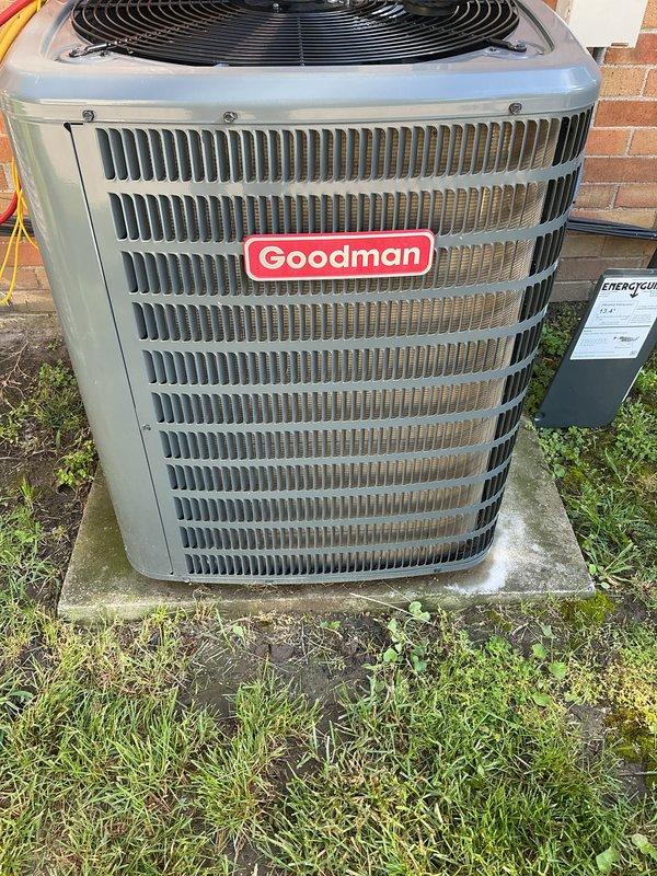 Completed routine cooling maintenance on 13-year-old dual-zone HVAC system with both upper and lower condensing units. Performed comprehensive inspection, cleaning, and testing of outdoor Goodman condenser unit, including coil cleaning, electrical connections check, and refrigerant pressure measurements using digital testing equipment. Both units serviced and confirmed operational for continued reliable cooling performance.