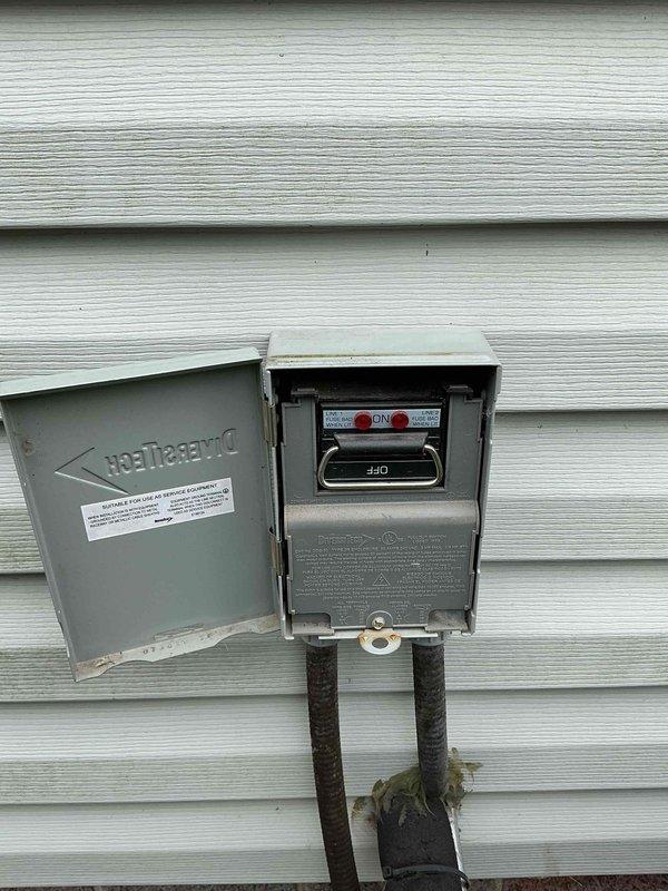Completed scheduled maintenance on 6-year-old air conditioning system per customer's after 4pm availability request. Performed comprehensive inspection of outdoor unit including electrical disconnect box, verified proper fuse operation and connections, confirmed all safety switches functioning correctly, and documented equipment condition with service photos. All components found operating within normal parameters with no immediate repairs required.