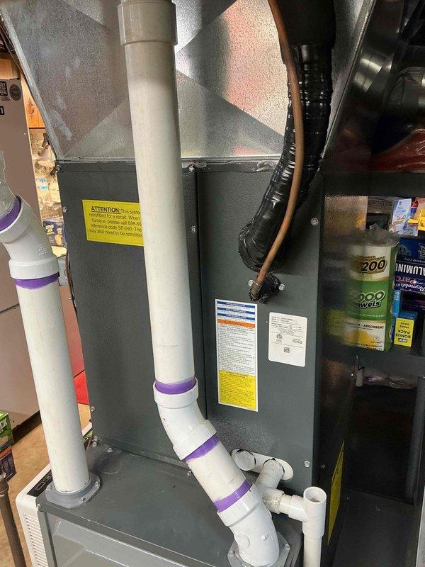 Completed comprehensive annual maintenance on residential cooling system and furnace unit. Performed thorough inspection of outdoor condensing unit including coil cleaning, refrigerant level verification, and electrical connection testing. Inspected indoor air handler and furnace system, checking all safety controls, burner operation, and airflow. Evaluated humidifier component as requested and confirmed proper operation of all HVAC equipment.