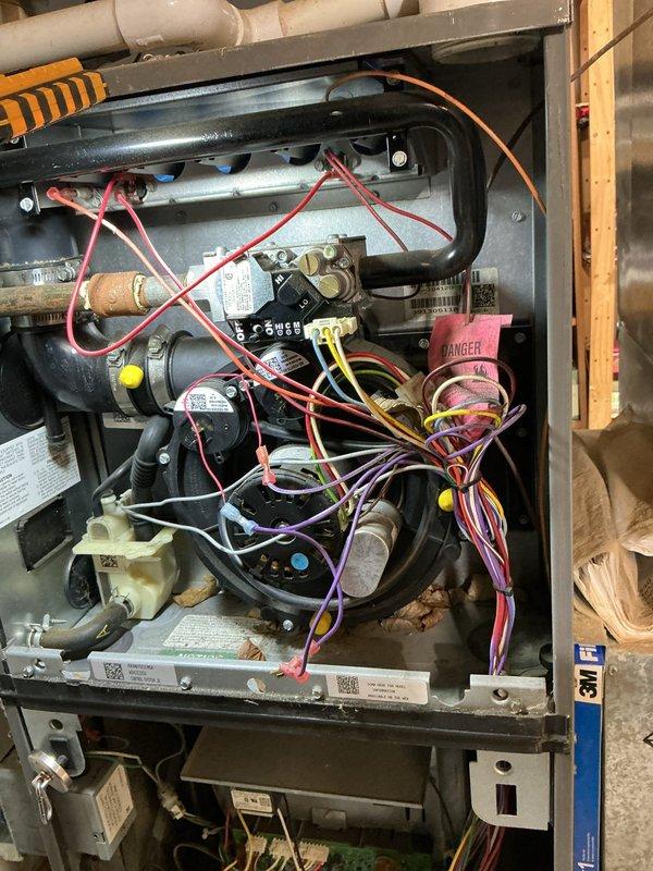 Responded to no heat call on 12-year-old natural gas furnace displaying error code 57. Upon inspection, diagnosed failed inducer motor assembly causing unit lockout. Removed and replaced defective inducer motor with OEM equivalent part, verified proper venting and pressure switch operation, tested ignition sequence, and confirmed system restored to full heating operation.