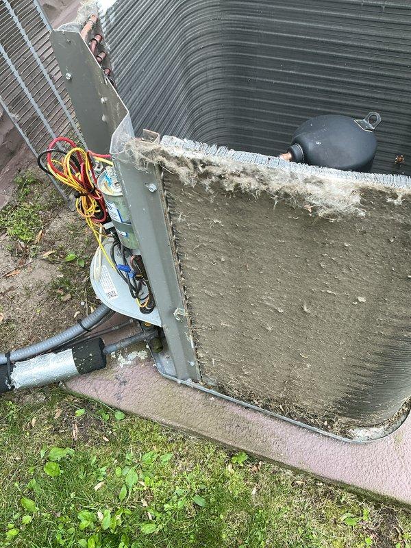 Completed preventive maintenance service on 9-year-old air conditioning system, which served as the first scheduled maintenance under renewed service plan. Performed comprehensive tune-up including system inspection, operational testing, and documentation of unit condition. Noted deteriorated lineset insulation and cracked condenser pad requiring future attention.